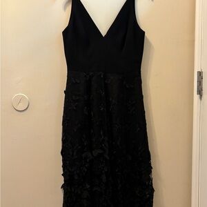 Dress the Population Black Sheath Midi Dress V-Neck Sleeveless